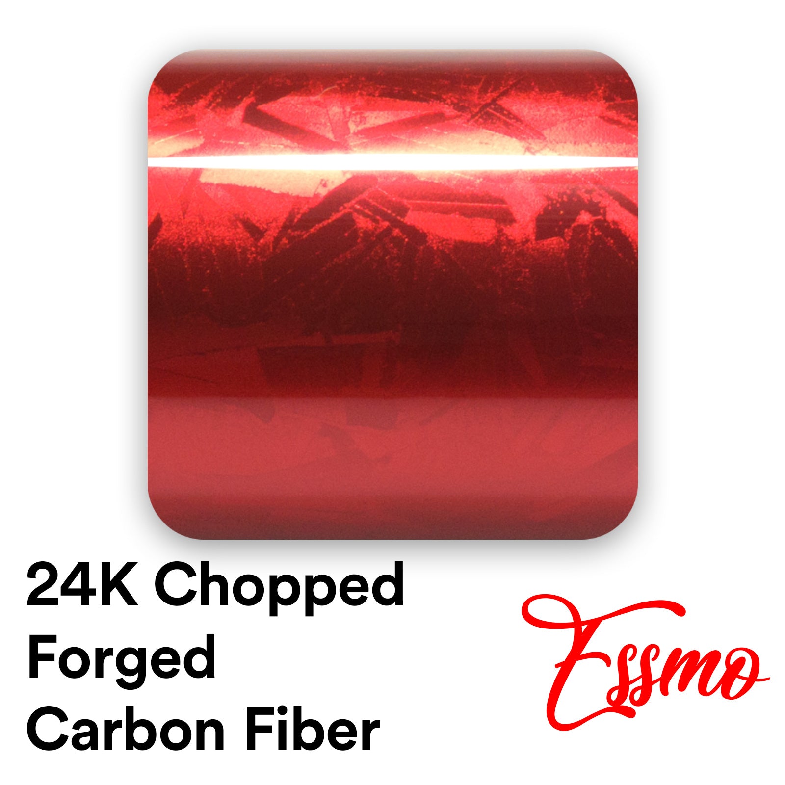 24K Chopped Forged Carbon Fiber Gloss Red Vinyl Wrap