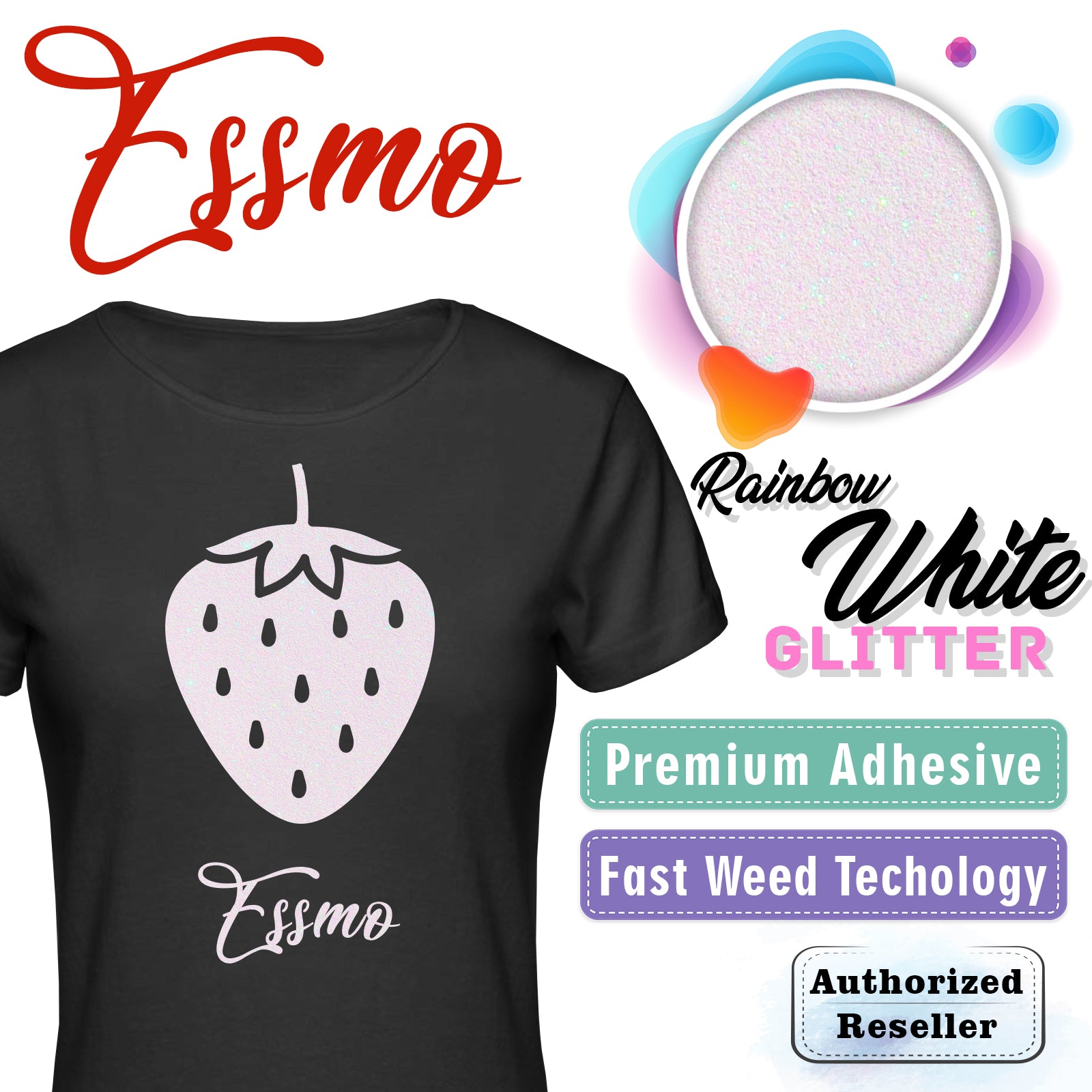 ESSMO™ Rainbow White Glitter Sparkle Heat Transfer Vinyl HTV DG21 – EzAuto  Wrap