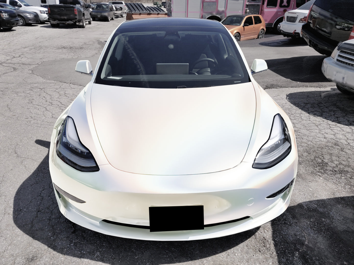 Laser Flip Satin White Vinyl Wrap