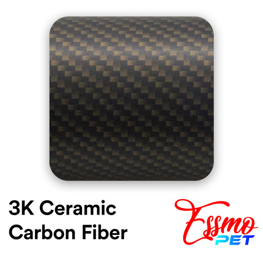 PET 3K Ceramic Carbon Fiber Matte Black Gold Vinyl Wrap