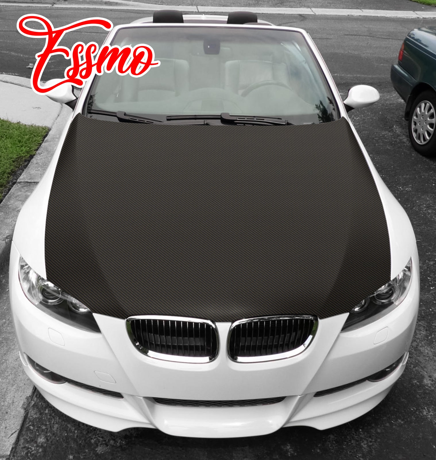 PET 3K Ceramic Carbon Fiber Matte Black Gold Vinyl Wrap – Essmovinyl