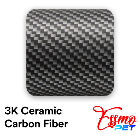 PET 3K Ceramic Carbon Fiber Matte Black Silver Vinyl Wrap