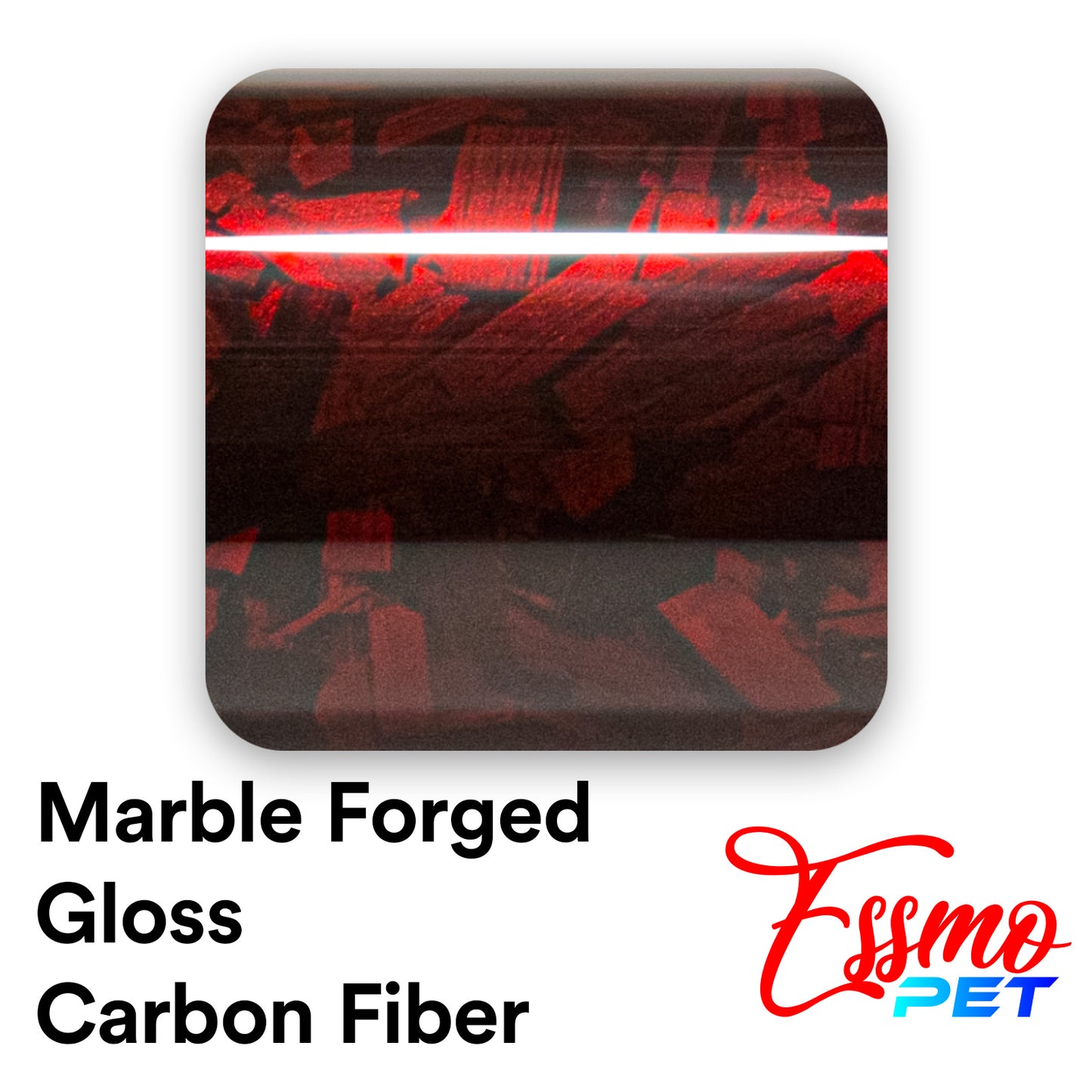 PET Marble Forged Gloss Carbon Fiber Textured Red Vinyl Wrap