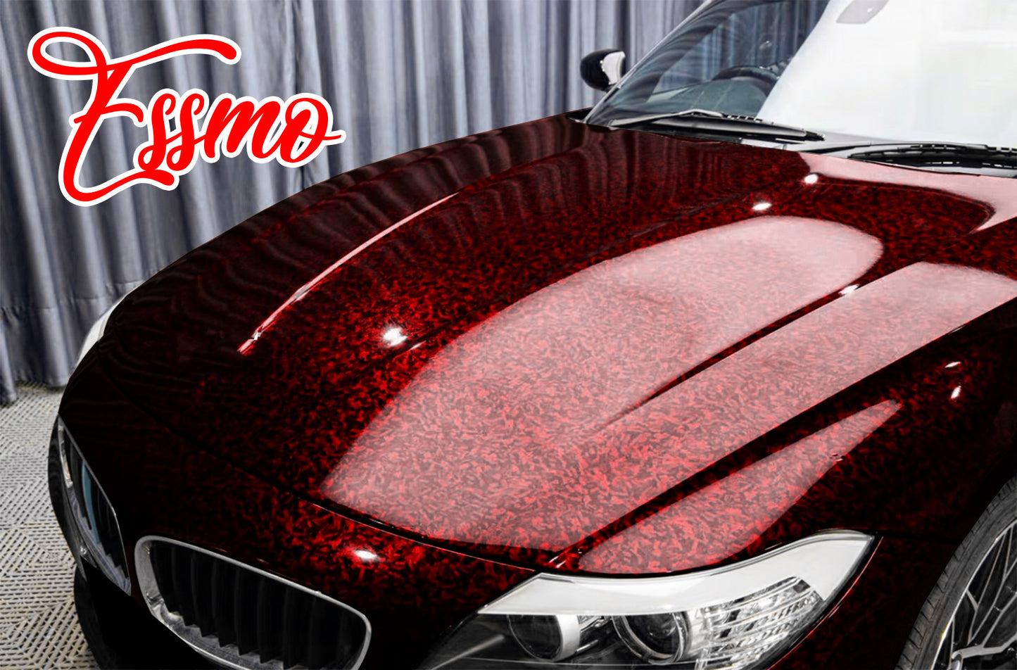 PET Marble Forged Gloss Carbon Fiber Textured Red Vinyl Wrap – Essmovinyl