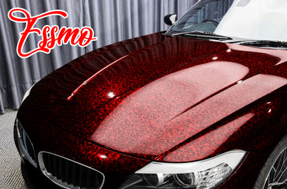 PET Marble Forged Gloss Carbon Fiber Textured Red Vinyl Wrap