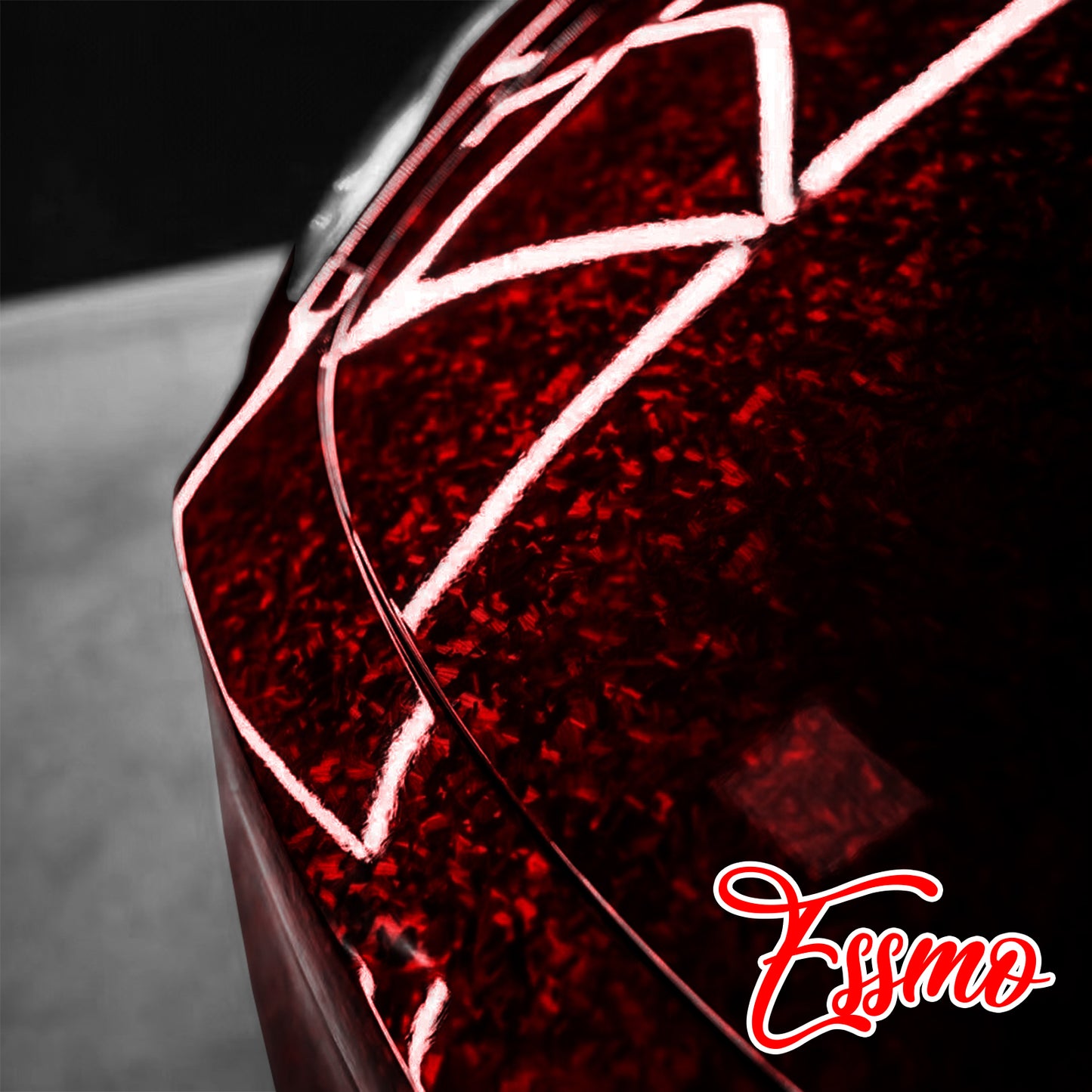 PET Marble Forged Gloss Carbon Fiber Textured Red Vinyl Wrap