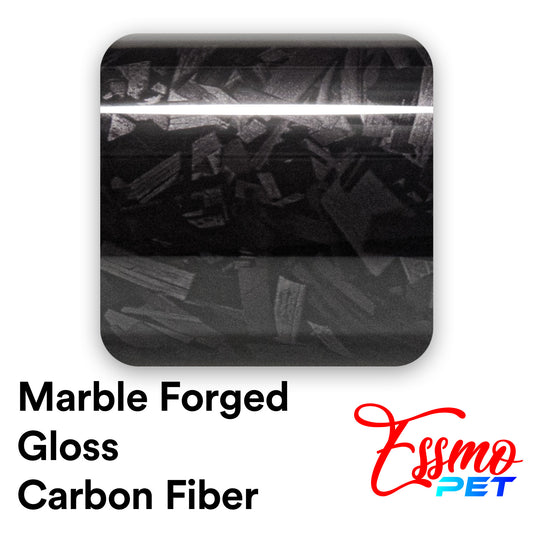 PET Marble Forged Gloss Carbon Fiber Textured Black Vinyl Wrap