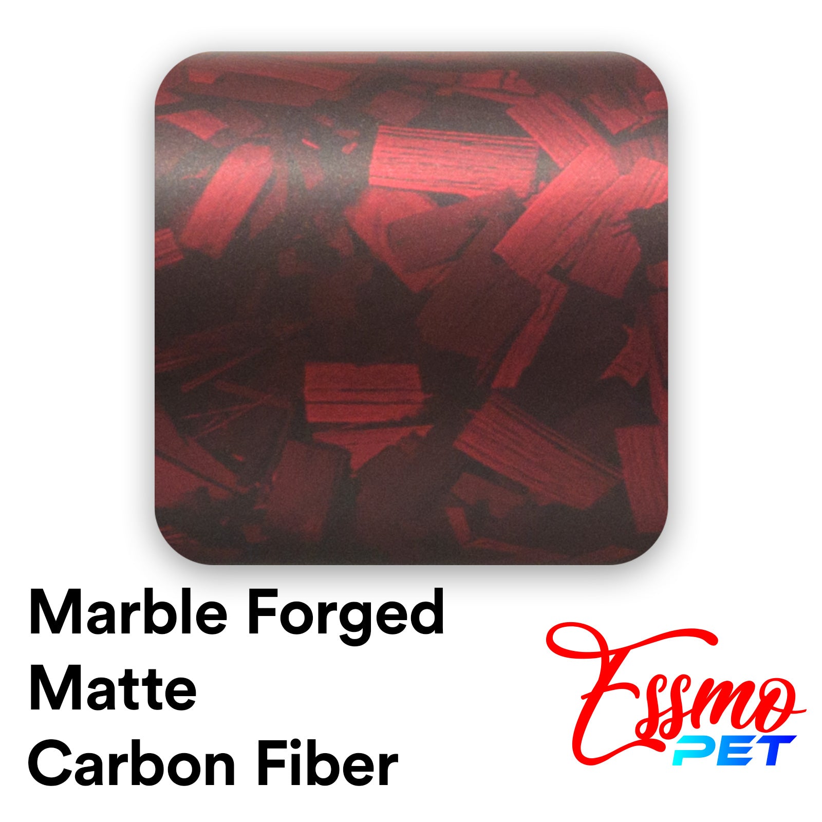 PET Marble Forged Matte Carbon Fiber Textured Red Vinyl Wrap 
