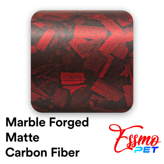 PET Marble Forged Matte Carbon Fiber Textured Red Vinyl Wrap