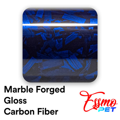 PET Marble Forged Gloss Carbon Fiber Textured Royal Blue Vinyl Wrap