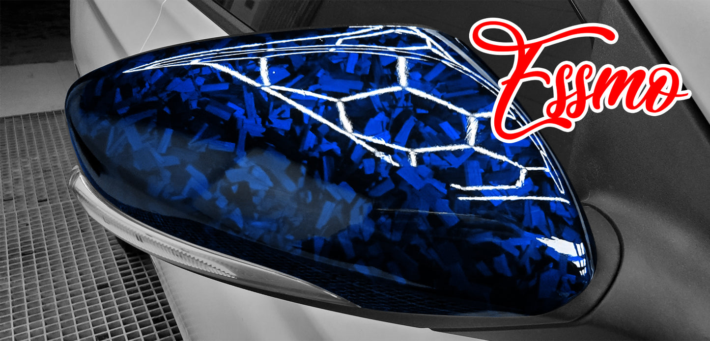 PET Marble Forged Gloss Carbon Fiber Textured Royal Blue Vinyl Wrap