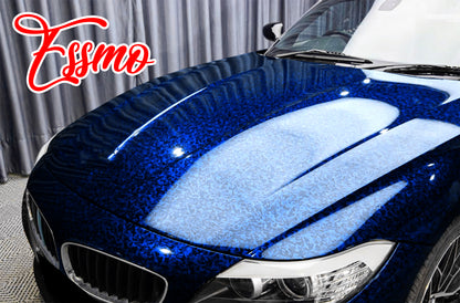 PET Marble Forged Gloss Carbon Fiber Textured Royal Blue Vinyl Wrap