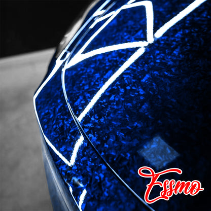 PET Marble Forged Gloss Carbon Fiber Textured Royal Blue Vinyl Wrap