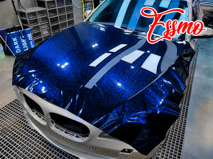 PET Marble Forged Gloss Carbon Fiber Textured Royal Blue Vinyl Wrap