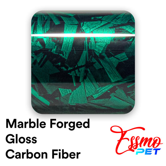 PET Marble Forged Gloss Carbon Fiber Textured Emerald Green Vinyl Wrap