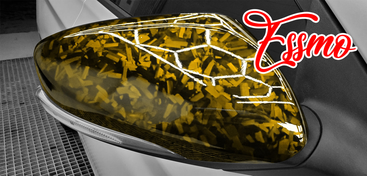 PET Marble Forged Gloss Carbon Fiber Textured Golden Yellow Vinyl Wrap