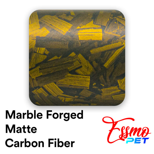 PET Marble Forged Matte Carbon Fiber Textured Golden Yellow Vinyl Wrap