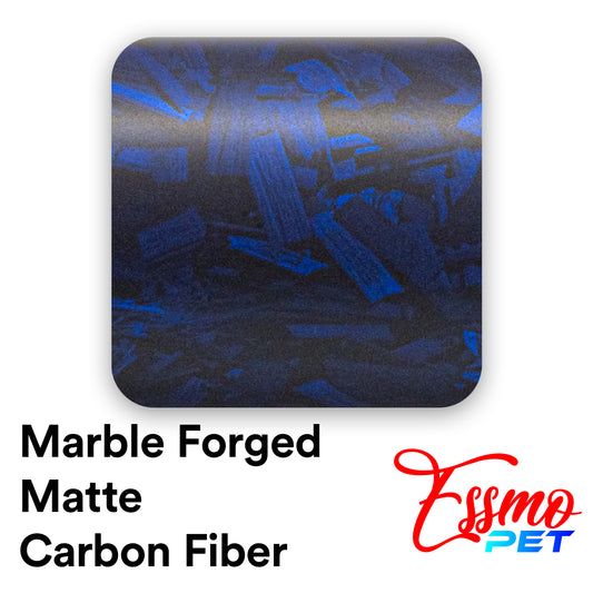 PET Marble Forged Matte Carbon Fiber Textured Royal Blue Vinyl Wrap