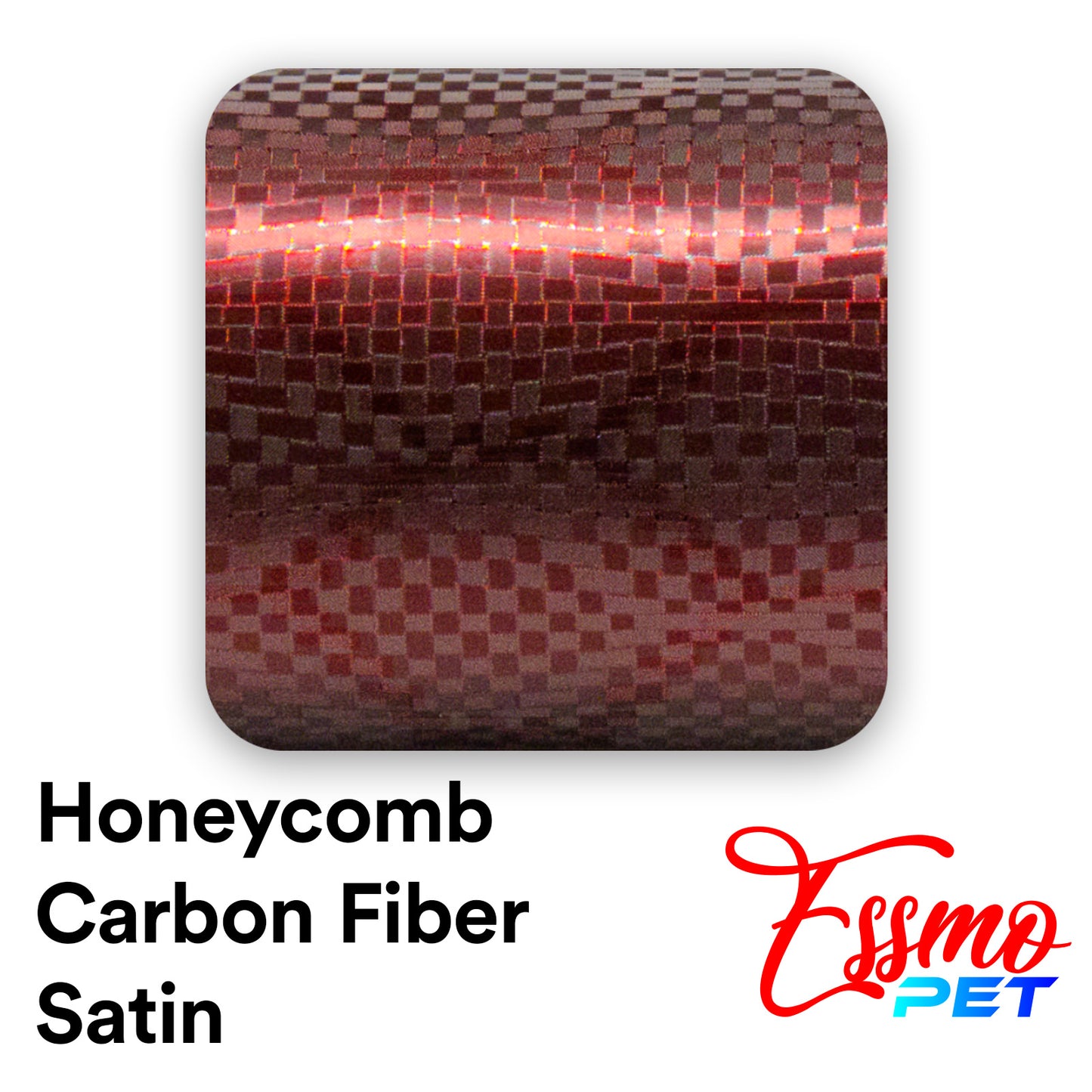 PET Honeycomb Carbon Fiber Satin Dark Red Hex Vinyl Wrap