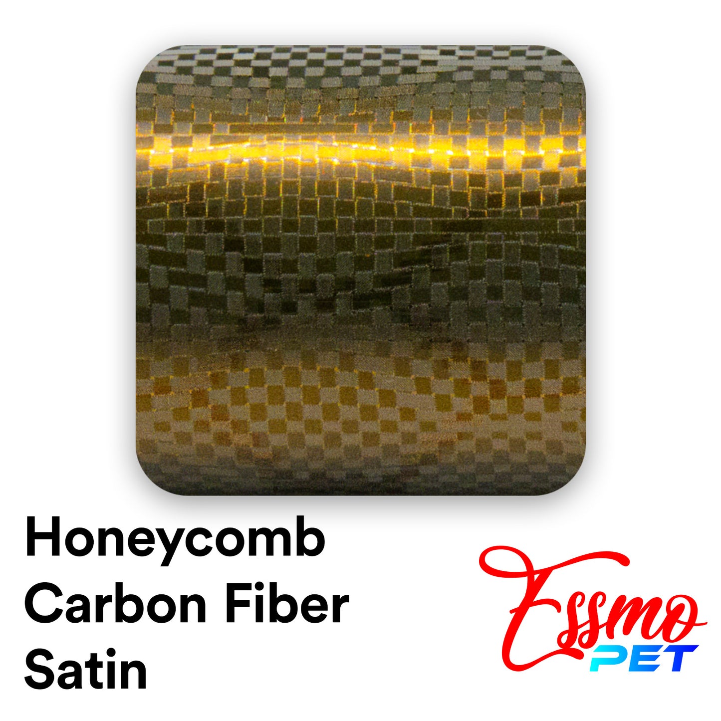 PET Honeycomb Carbon Fiber Satin Bond Gold Hex Vinyl Wrap