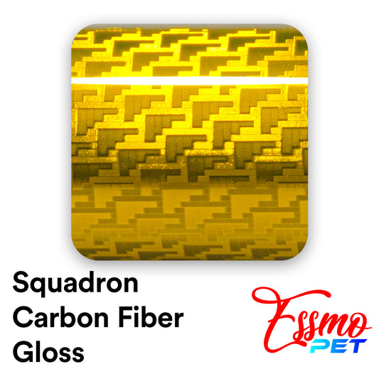 PET Squadron Carbon Fiber Gloss Gold Vinyl Wrap