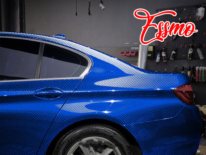 PET Squadron Carbon Fiber Gloss Royal Blue Vinyl Wrap