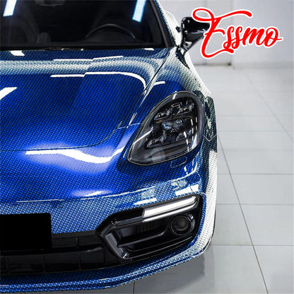 PET Squadron Carbon Fiber Gloss Royal Blue Vinyl Wrap