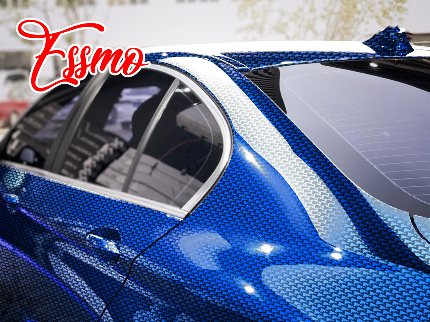 PET Squadron Carbon Fiber Gloss Royal Blue Vinyl Wrap