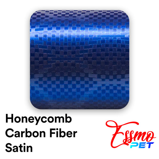 PET Honeycomb Carbon Fiber Satin Royal Blue Hex Vinyl Wrap