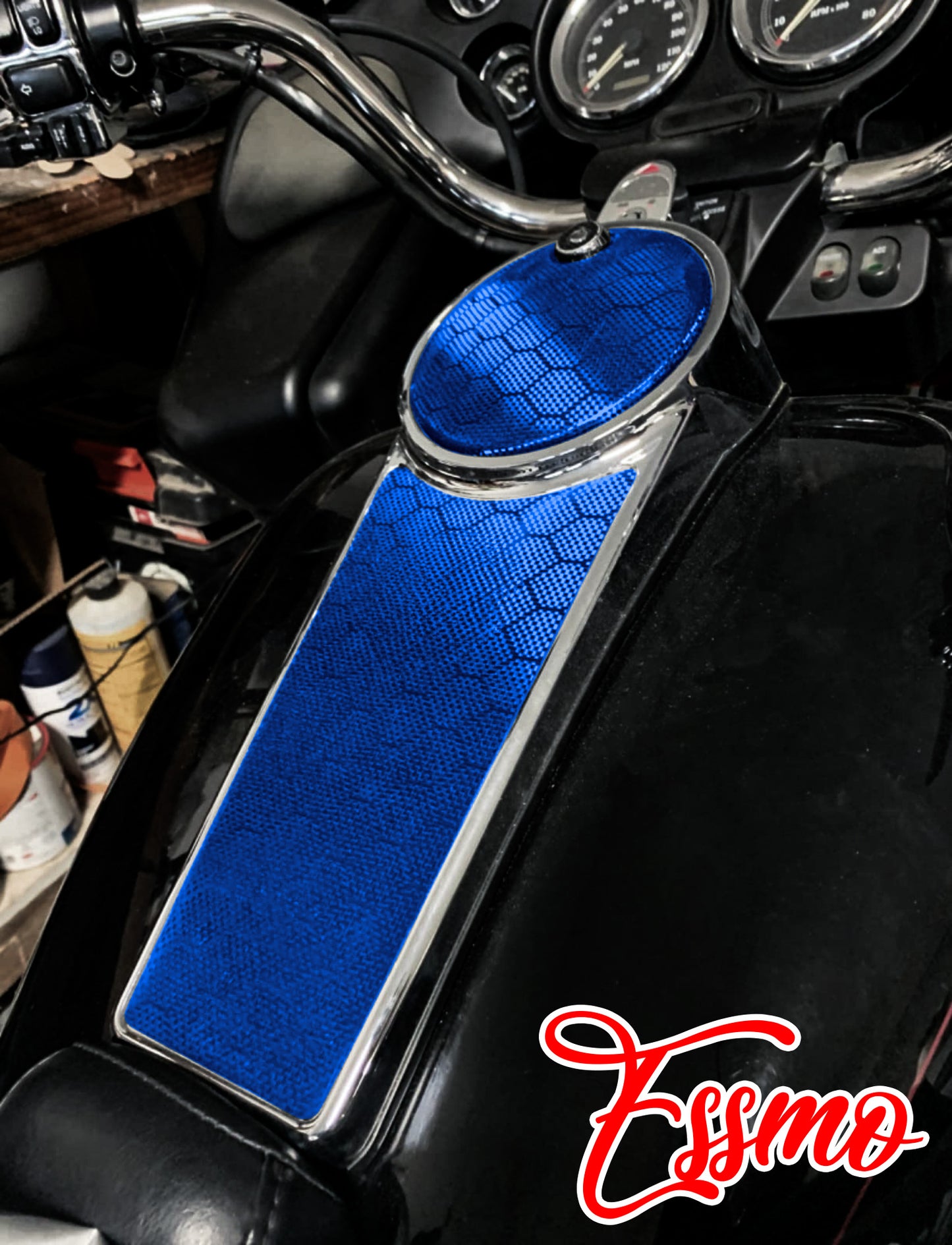 PET Honeycomb Carbon Fiber Satin Royal Blue Hex Vinyl Wrap