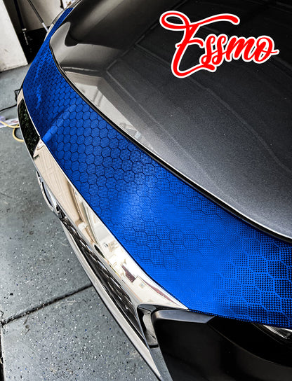 PET Honeycomb Carbon Fiber Satin Royal Blue Hex Vinyl Wrap