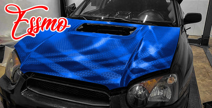 PET Honeycomb Carbon Fiber Satin Royal Blue Hex Vinyl Wrap