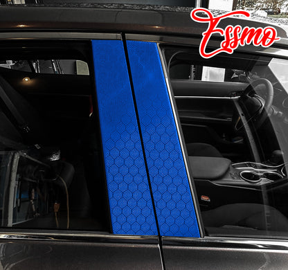 PET Honeycomb Carbon Fiber Satin Royal Blue Hex Vinyl Wrap