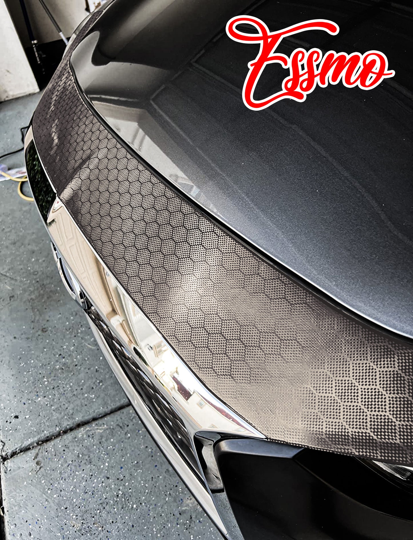 PET Honeycomb Carbon Fiber Satin Nardo Gray Hex Vinyl Wrap