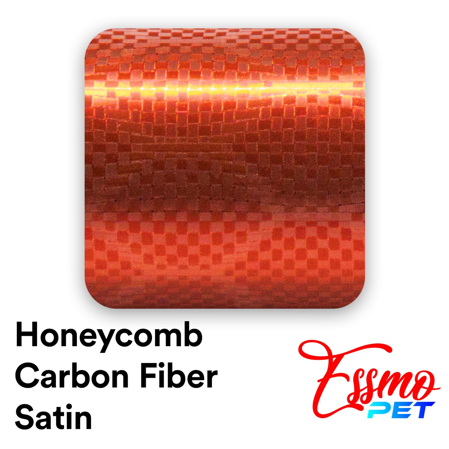 PET Honeycomb Carbon Fiber Satin Flame Red Hex Vinyl Wrap