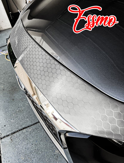 PET Honeycomb Carbon Fiber Satin Silver Hex Vinyl Wrap