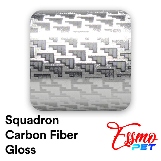 PET Squadron Carbon Fiber Gloss Silver Vinyl Wrap