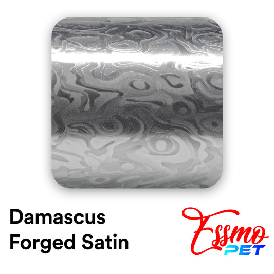 PET Damascus Forged Satin Silver Vinyl Wrap