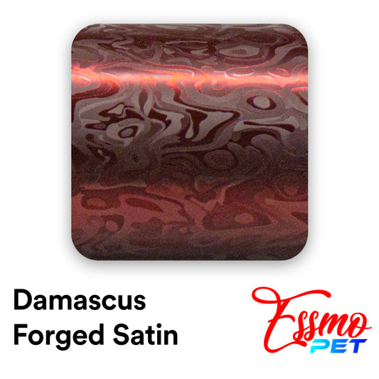 PET Damascus Forged Satin Dark Red Vinyl Wrap