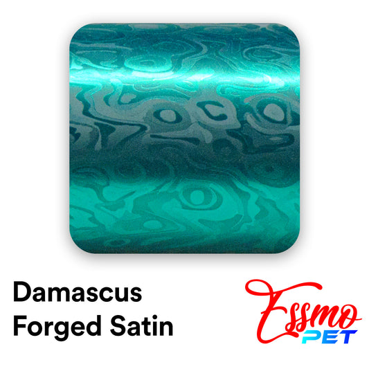 PET Damascus Forged Satin Teal Vinyl Wrap