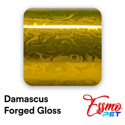 PET Damascus Forged Gloss Golden Yellow Vinyl Wrap