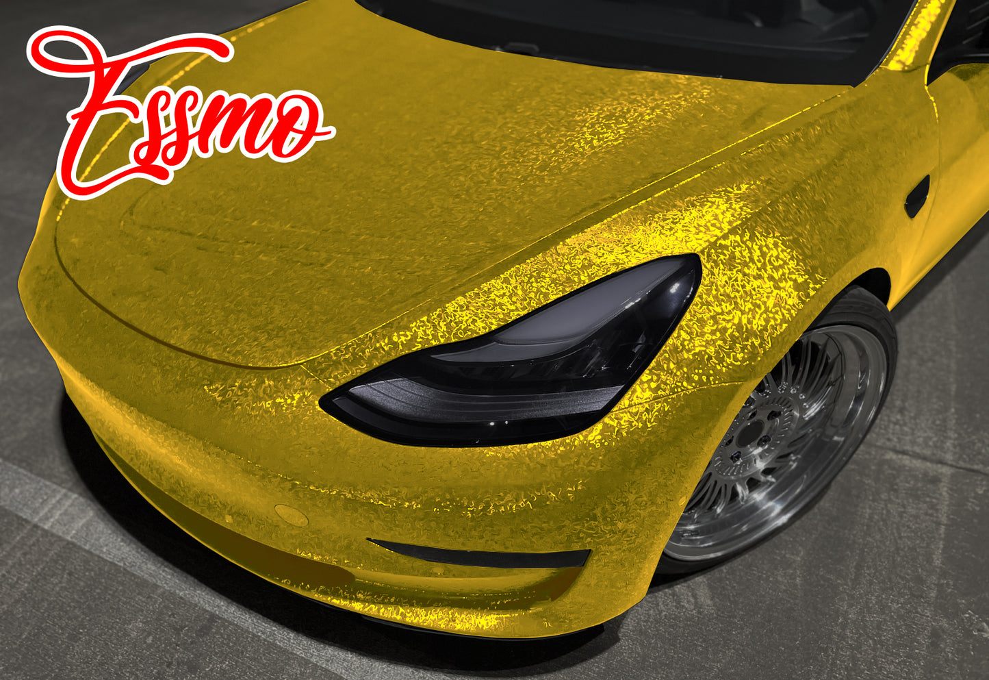 PET Damascus Forged Gloss Golden Yellow Vinyl Wrap