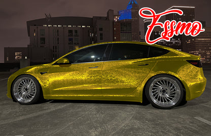 PET Damascus Forged Gloss Golden Yellow Vinyl Wrap