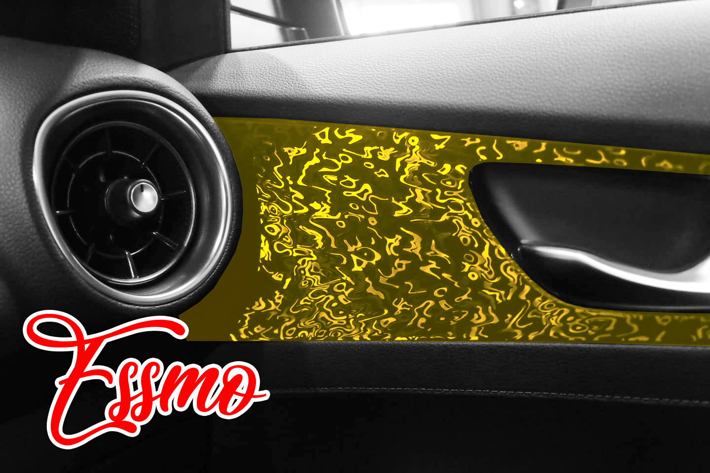 PET Damascus Forged Gloss Golden Yellow Vinyl Wrap