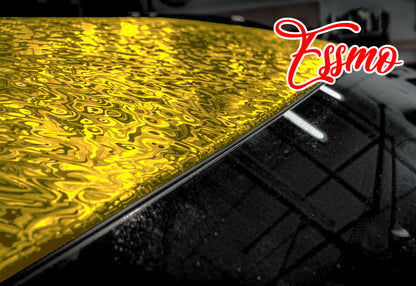 PET Damascus Forged Gloss Golden Yellow Vinyl Wrap