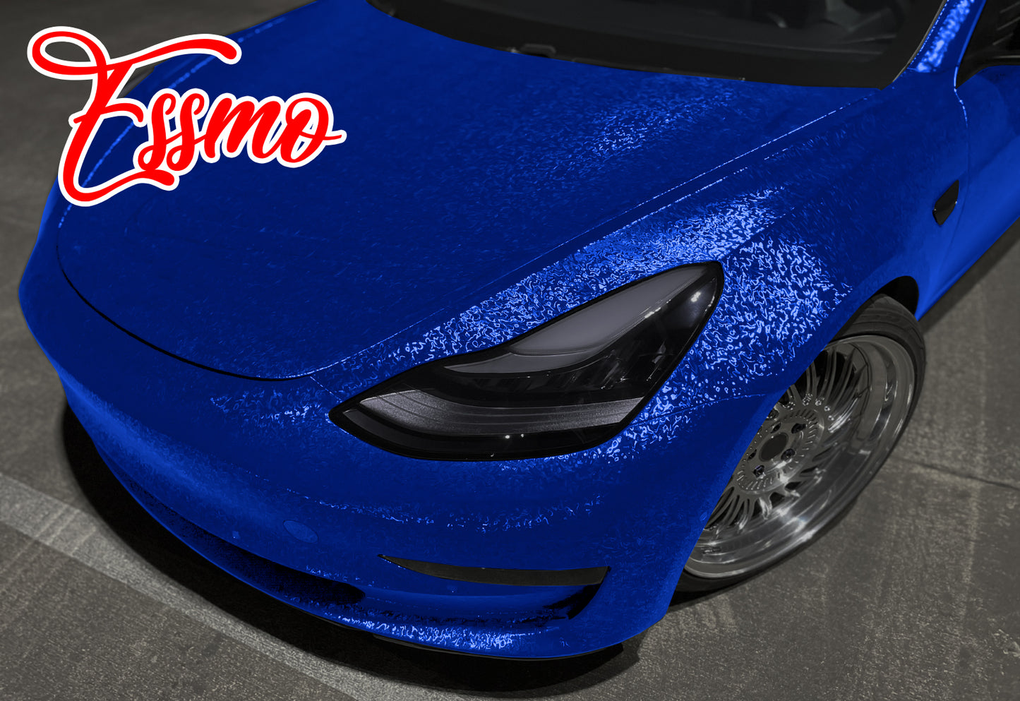 PET Damascus Forged Gloss Royal Blue Vinyl Wrap