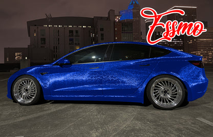 PET Damascus Forged Gloss Royal Blue Vinyl Wrap