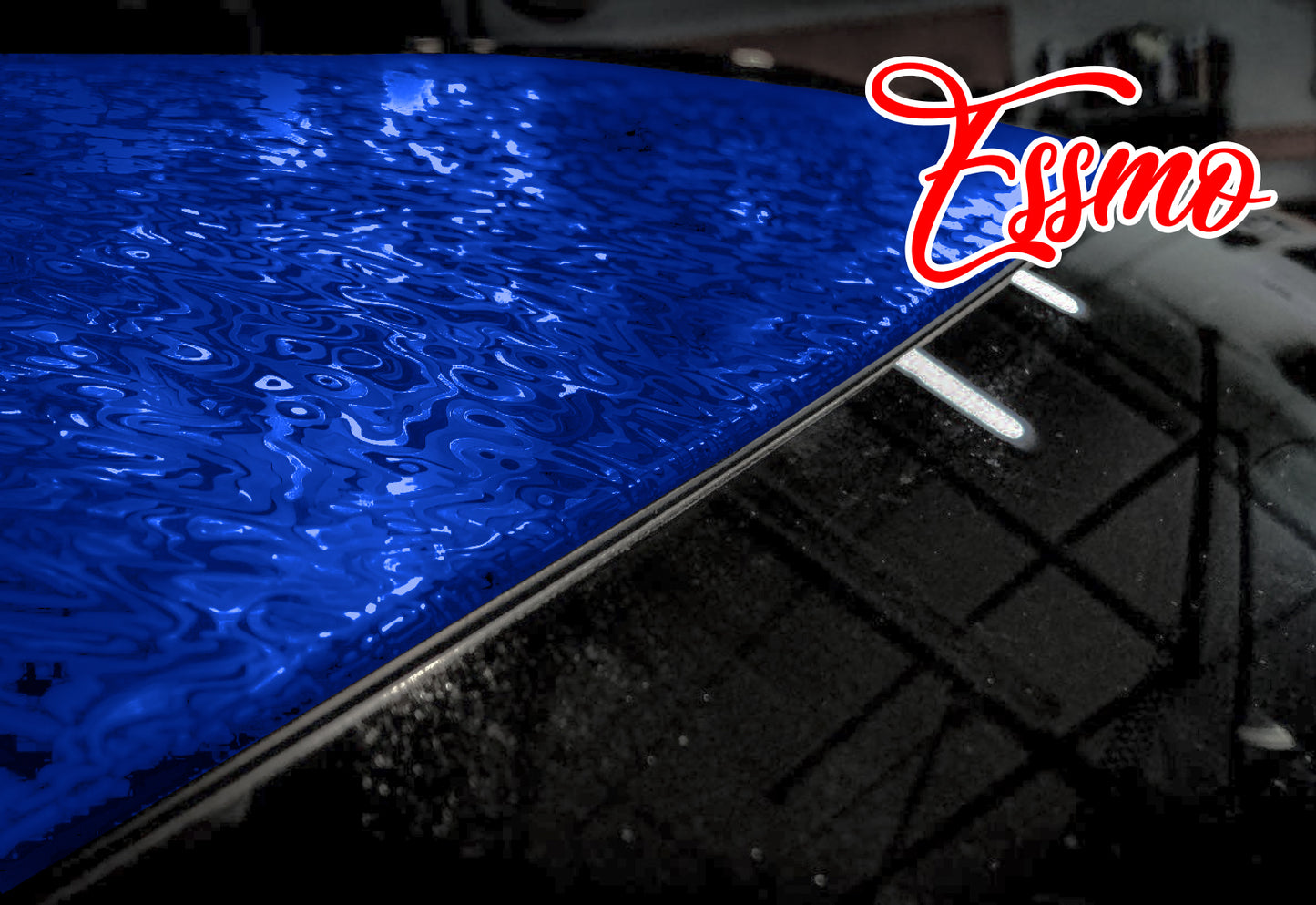 PET Damascus Forged Gloss Royal Blue Vinyl Wrap