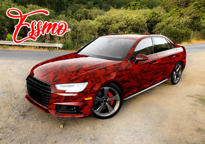 PET Camouflage Python Gloss Dark Red Vinyl Wrap