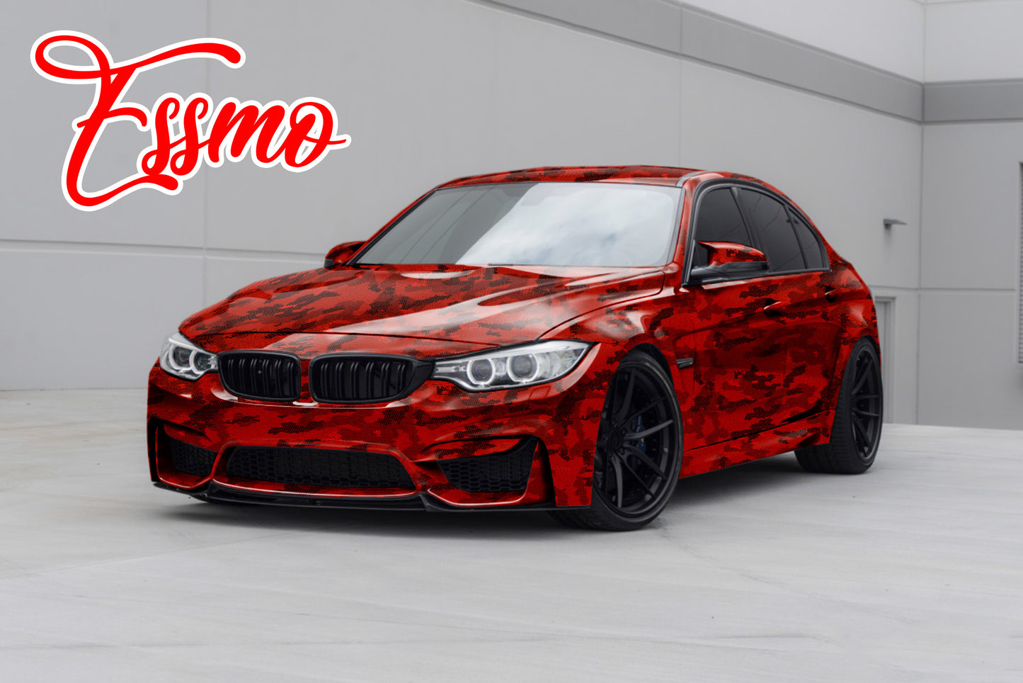 PET Camouflage Python Gloss Dark Red Vinyl Wrap